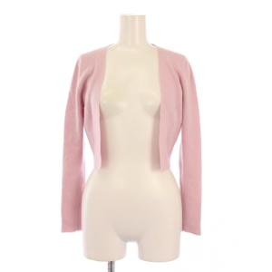 ニットカーディガン ボレロ 長袖 前開きトッパー ショート丈 無地 カシミヤ XS ピンク /BB