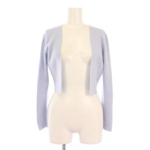 ニットカーディガン ボレロ 長袖 前開きトッパー ショート丈 無地 カシミヤ XS 水色 ライトブルー