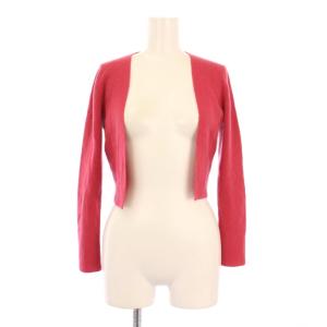 ニットカーディガン ボレロ 長袖 前開きトッパー ショート丈 無地 カシミヤ M ピンク /BB