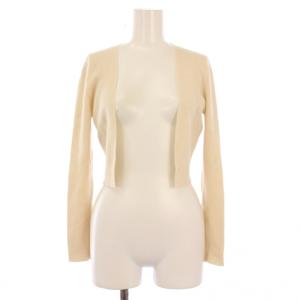 カーディガン ニット 長袖 前開きトッパー ショート丈 無地 カシミヤ XS ライトベージュ /BB