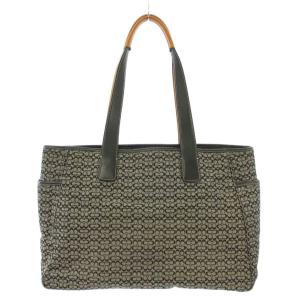 トートバッグ ハンドバッグ ミニシグネチャー ロゴチャーム キャンバス レザー 総柄 黒 ブラック グレー