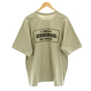 NEIGHBORHOOD Tシャツ カットソー 半袖 クルーネック ロゴプリント コットン XL カーキ /KU