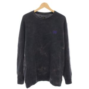 スウェット トレーナー クルーネック 長袖 蝶刺繍 タイダイ柄 S 紺 ネイビー 紫 パープル FK389