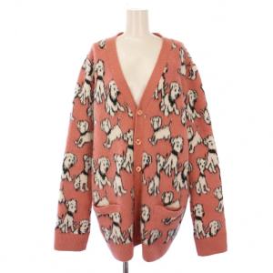 22AW AMY DORIAN カーディガン 犬柄 ウール XS ピンク