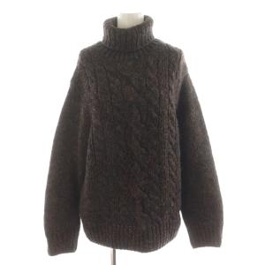 ニット セーター 長袖 タートルネック アルパカ混 XS 茶 ブラウン /AN19