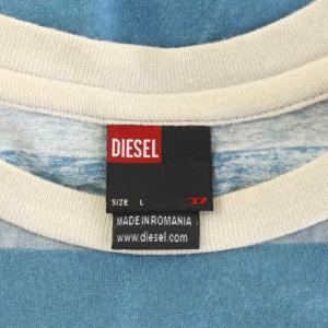 DIESEL Tシャツ カットソー 半袖 ボーダー柄 コットン L 青 ブルー 白 ホワイト /AN9