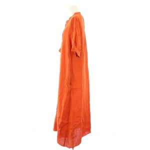 JOURNAL STANDARD L'ESSAGE フレンチリネンスキッパーワンピース マキシ ロング 半袖 無地 38 オレンジ 22040370031020