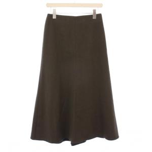 フレアスカート マキシ ロング ウール 無地 ワンカラー 36 カーキ /BB