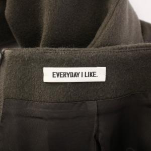 EVERYDAY I LIKE フレアスカート マキシ ロング ウール 無地 ワンカラー 36 カーキ /BB