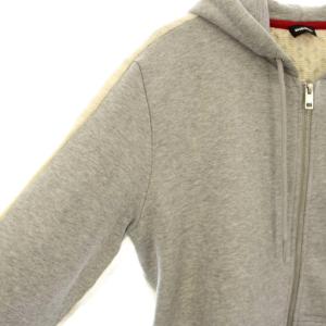 DIESEL パーカー フーディー 切替 ニット ジップアップ 長袖 ウール混 L グレー アイボリー /KU