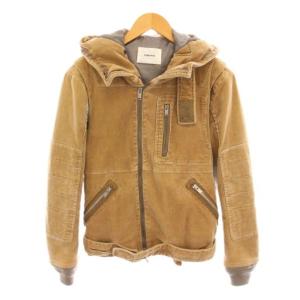 コーデュロイ 中綿 ジャケット ジップアップ アウター 1 ベージュ フード付き H1204-2 /YM