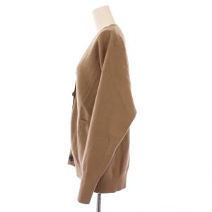 Spick&Span 23AW ダブルジャガードビッグカーディガン ニット 長袖 Vネック ストレッチ ウール混 F 茶 ブラウン