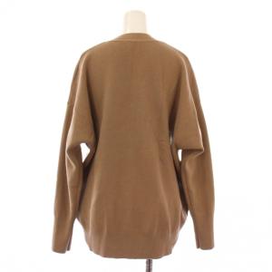 Spick&Span 23AW ダブルジャガードビッグカーディガン ニット 長袖 Vネック ストレッチ ウール混 F 茶 ブラウン