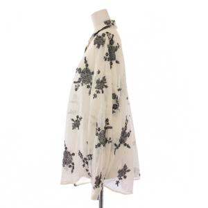 URBAN RESEARCH DOORS 25SS メッシュエンブロイダリーシャツ ブラウス 長袖 レギュラーカラー 花柄 刺繍 バイカラー M