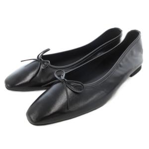 フラットシューズ パンプス 26cm 黒 ブラック スクエアトゥ リボン /AE