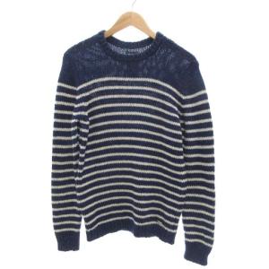 ニット セーター 長袖 S 紺 ネイビー ボーダー柄 /UO