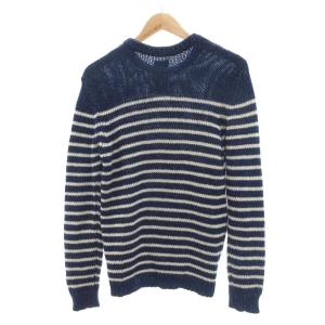 DIESEL ニット セーター 長袖 S 紺 ネイビー ボーダー柄 /UO