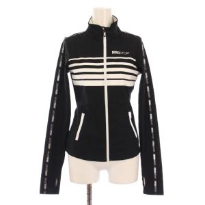 SPORT スタンドカラージャケット アウター ジップアップ ストレッチ ロゴ プリント S 黒 ブラック