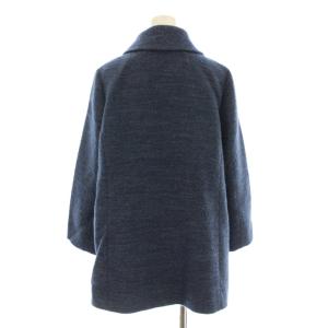 Leilian ロロピアーナ ステンカラージャケット ミドル丈 ウール アルパカ混 シルク混 9 紺 ネイビー 0803850