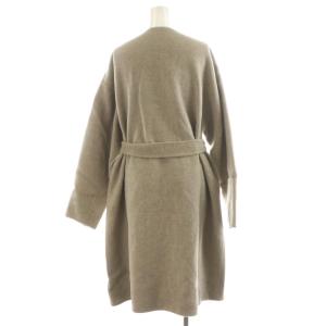 Leilian ノーカラーコート ロング丈 リボン付き ウール アウター 9 ベージュ 0204407 /AN38