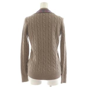 LAUREN RALPH LAUREN ケーブルニット セーター 長袖 Vネック コットン XS 茶 ブラウン 紫 パープル 200882080002