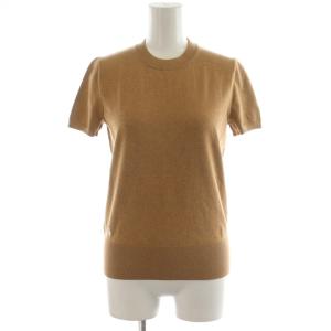 ニット カットソー 半袖 ロゴ刺繍 XS 茶 ブラウン 211784760007 /AN40 JS