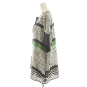 MOGA セットアップ シャツ ブラウス 半袖 フレアスカート ひざ丈 総柄 2 黒 ブラック 緑 グリーン /AN48