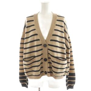 カーディガン ボーダー柄 ウール S ベージュ 黒 ブラック 21080570001730 /AN29