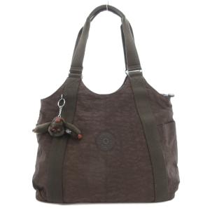 ハンドバッグ トート 肩掛け ロゴ チャーム付 ナイロン 茶 ダークブラウン K13338-740 /GV