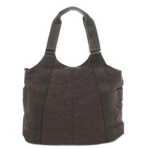 KIPLING ハンドバッグ トート 肩掛け ロゴ チャーム付 ナイロン 茶 ダークブラウン K13338-740 /GV