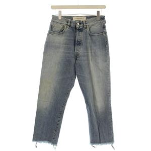 クロップド デニムパンツ 20-030-510-0022 ダメージ加工 ボタンフライ カットオフ 青 ブルー