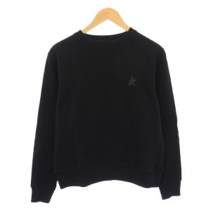 スウェット トレーナー 長袖 クルーネック ストレッチ ロゴ プリント ワンカラー S 黒 ブラック /BB
