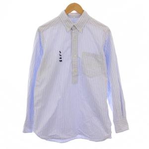 ボタンダウンシャツ カジュアル プルオーバー 長袖 レギュラーカラー ハーフボタン アニマル刺繍 ストライプ柄