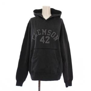 プルオーバーパーカー スウェット 長袖 ストレッチ ロゴ プリント F チャコールグレー /BB