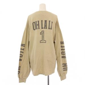 Tシャツ ロンT 長袖 クルーネック ロゴ プリント ストレッチ M ベージュ /BB