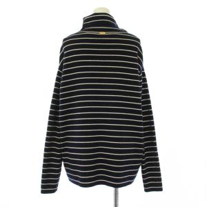 MUSE de Deuxieme Classe LEONORA ボーダープルオーバー ニット 長袖 タートルネック ストレッチ ウール F 紺 ネイビー