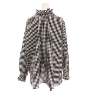 JOURNAL STANDARD LUXE 24SS ギンガム フリルブラウス シャツ チェック 長袖 黒 白 24050440008220 /YM