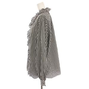 JOURNAL STANDARD LUXE 24SS ギンガム フリルブラウス シャツ チェック 長袖 黒 白 24050440008220 /YM