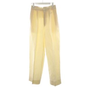 ワイドパンツ タック シルク 絹 麻 リネン混 36 白 ホワイト 7914-230-0217 /AN7