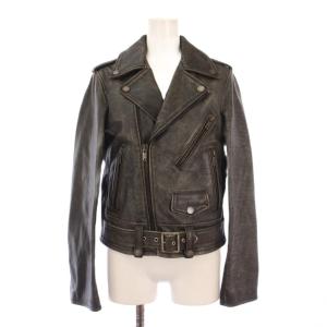 ダブルライダースジャケット 裏地ヒョウ柄