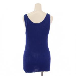 CHANEL タンクトップ Uネック ココマーク シルク混 38 ブルー