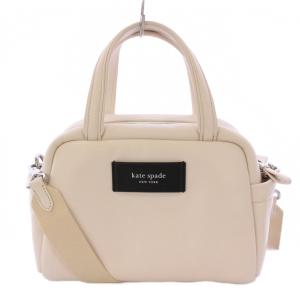 パフド レザー サッチェル ハンドバッグ 2WAY ショルダーバッグ ロゴ ワンカラー 白 ホワイト KF871