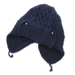 耳当て付きニット帽 KNIT GOOFY 帽子 ビーニー ウール 紺 ネイビー /GV