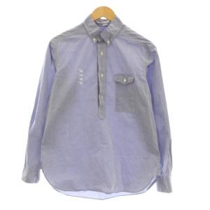 B.D. Pullover ボタンダウンプルオーバーシャツ カジュアルシャツ 長袖 ロゴ刺繍 S 青 ブルー