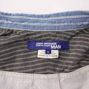 JUNYA WATANABE MAN コムデギャルソン AD2014 ボタンダウンシャツ 長袖 ストライプ 切替 S 青 WO-B032 /KH