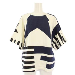 スウェット トレーナー カットソー 半袖 総柄 IT40 ホワイト ネイビー L616601 /TK