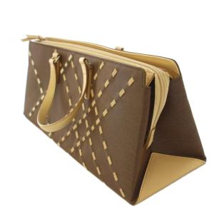 BURBERRY LONDON ハンドバッグ 長方形 バイカラー 茶 ブラウン ベージュ /BB