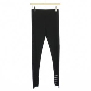 イッセイミヤケ レギンス トレンカ イージー ウエストゴム ストレッチ ストライプ柄 5 黒 ブラック