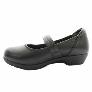 asics Lady worker バレエパンプス ウェッジソール ストラップ レザー 24cm 黒 ブラック 15550