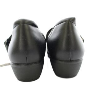 asics Lady worker バレエパンプス ウェッジソール ストラップ レザー 24cm 黒 ブラック 15550